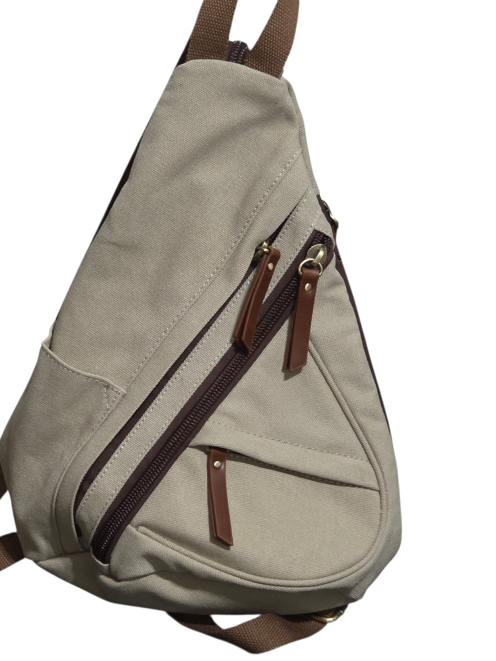 Antik Kraft Canvas Convertible Sling Backpack Crossbody Travel Daypack Beige Bag